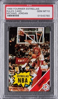 1988 Fournier Estrellas "Rules Card" Michael Jordan - PSA GEM MT 10